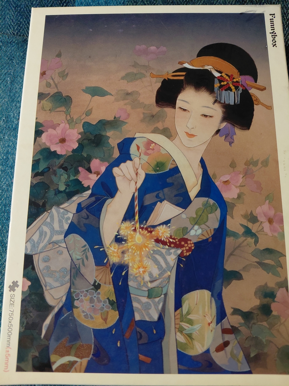 Elegant Blue Geisha Wall Art Print by